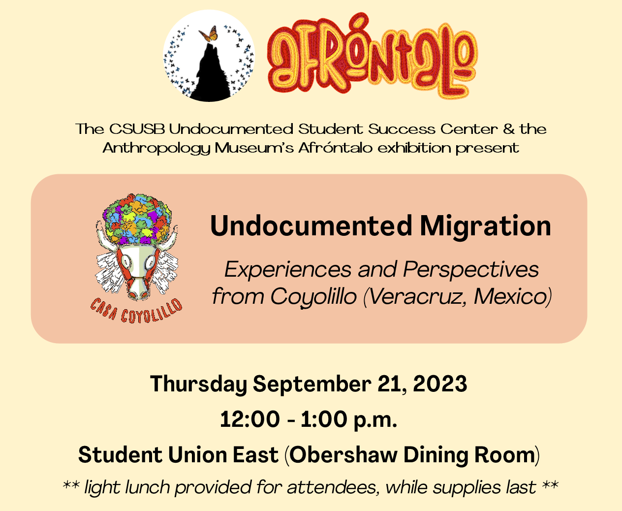 Undocumented Migration flyer with event information
