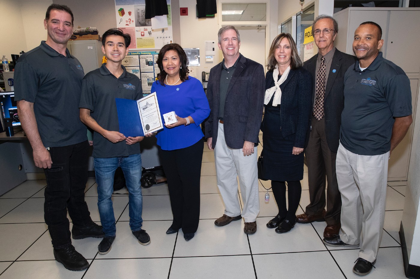 U.S. Rep Norma Torres with members of the CSUSB cybersecurity team