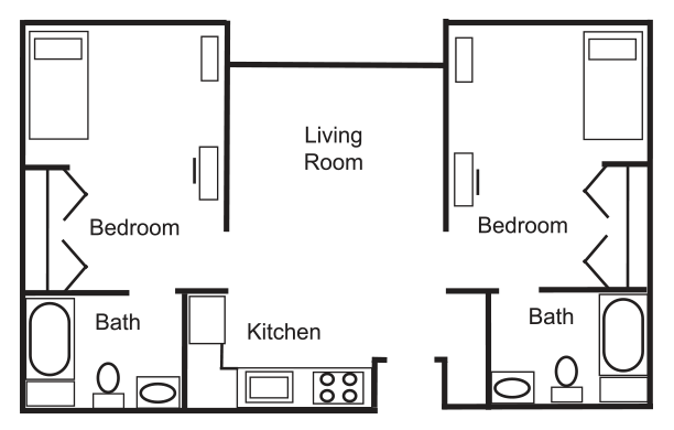 2 Bedroom, 2 Bath Apartment