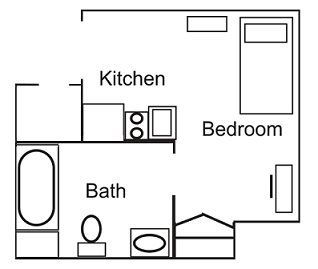Studio (1 Bedroom, 1 Bath) 