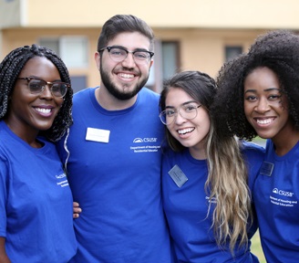 a group of housing residents