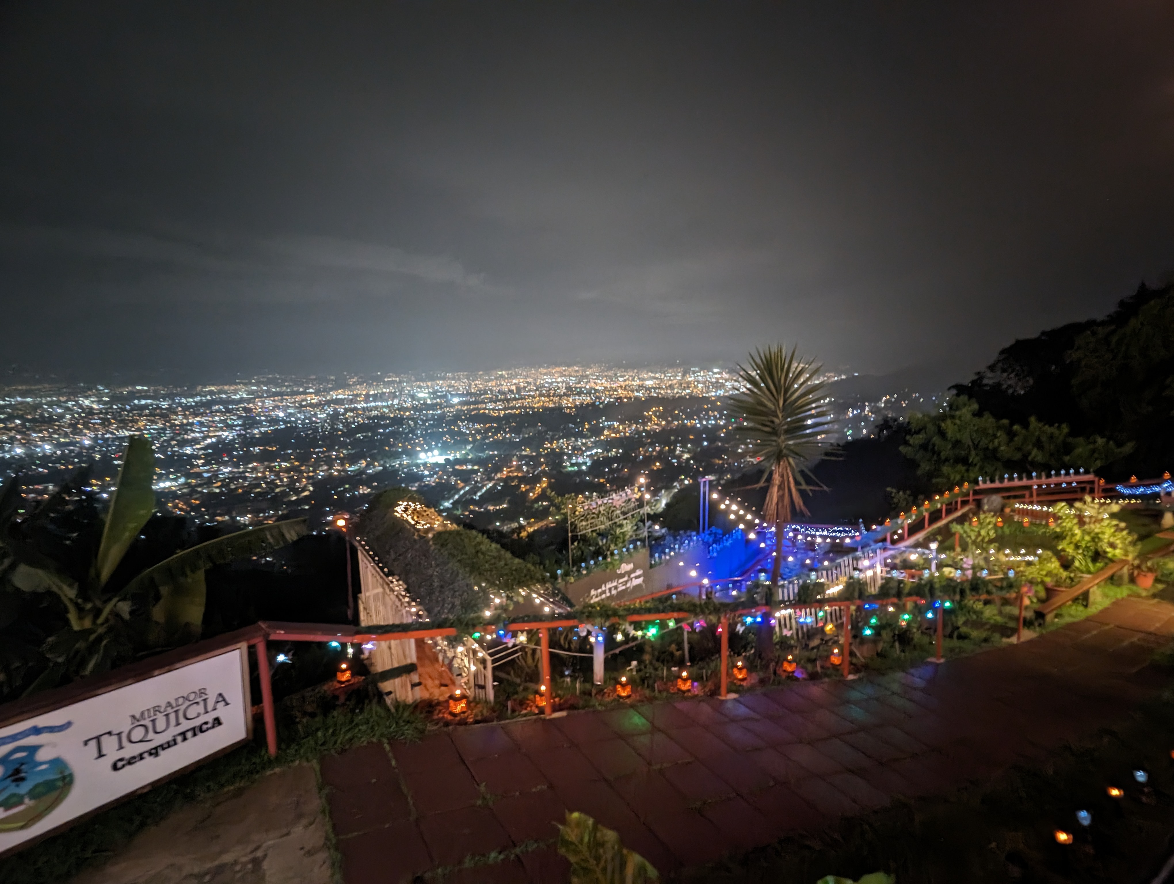 Night view of lights from hilltop