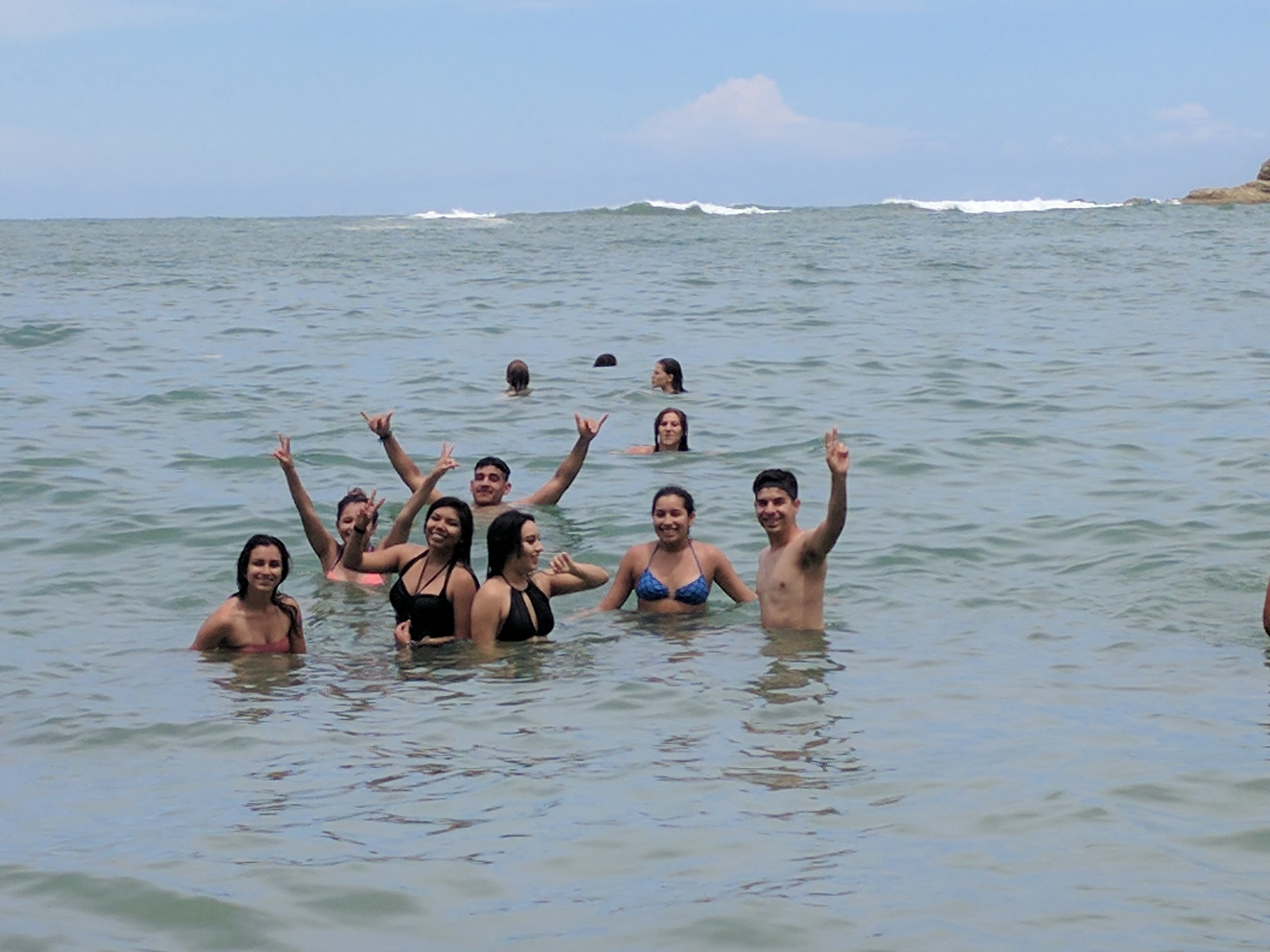 Group of students in waters of Costa Rica