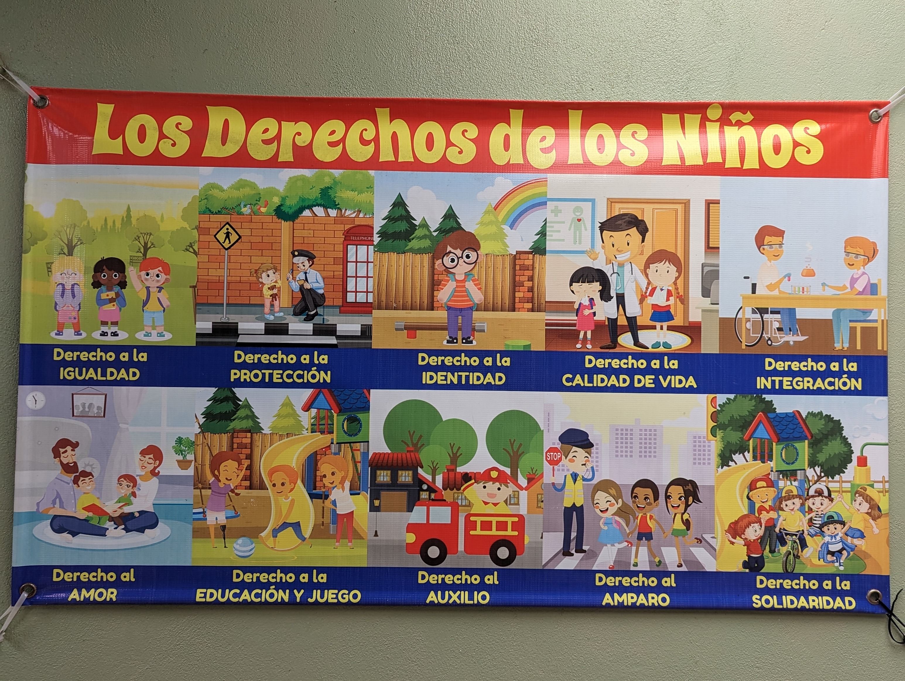 Banner showing Los Derechos de los Niños