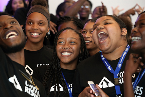 Students taking a selfie.