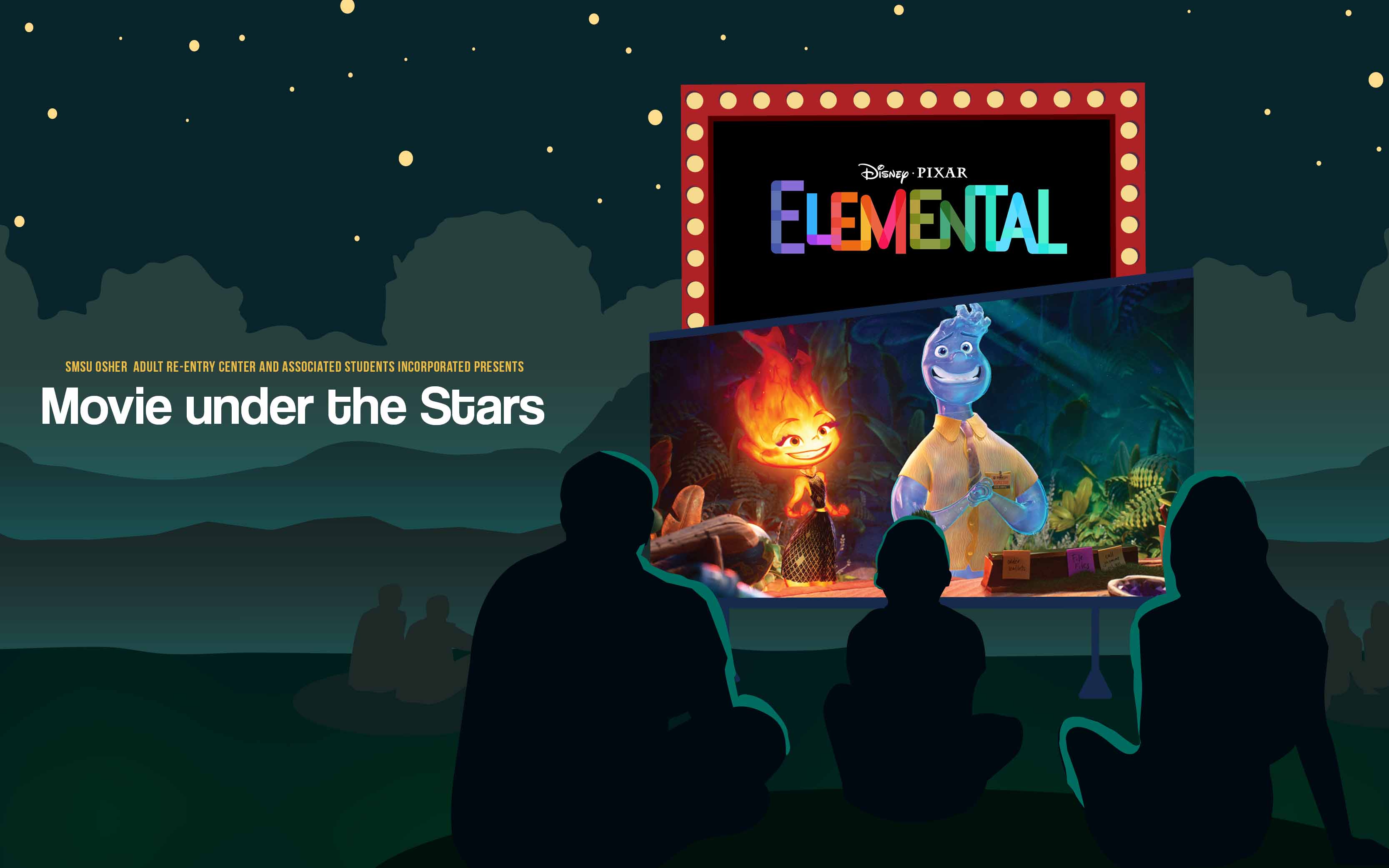 SMSU Osher Adult Re-Entry Center and Associated Students Incorporated presents Movie under the Stars Disney Pixar Elemental
