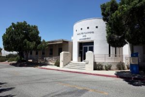 Front entrance to the Facilities Planning and Management building at California State University, San Bernardino campus.