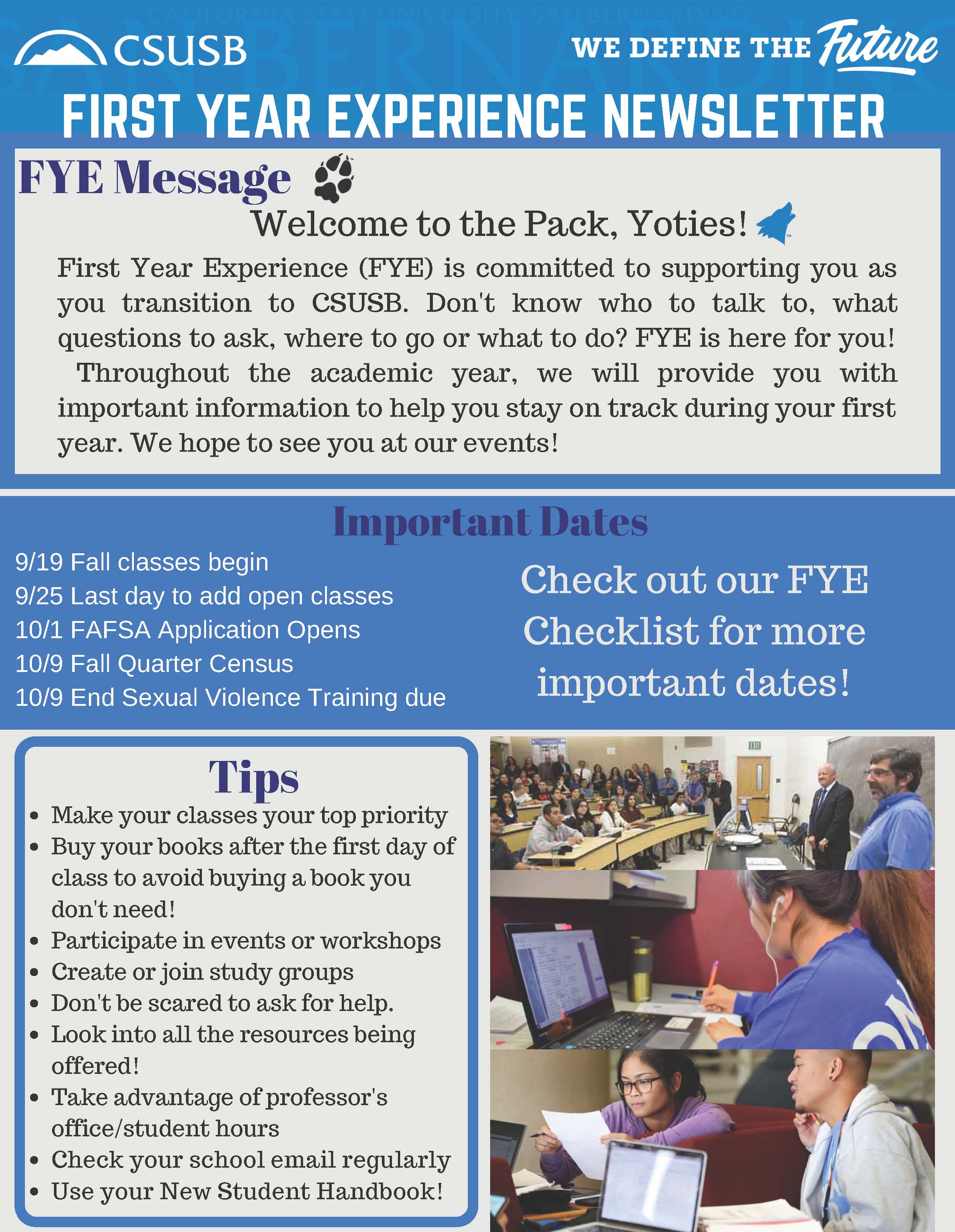 FYE newsletter 1