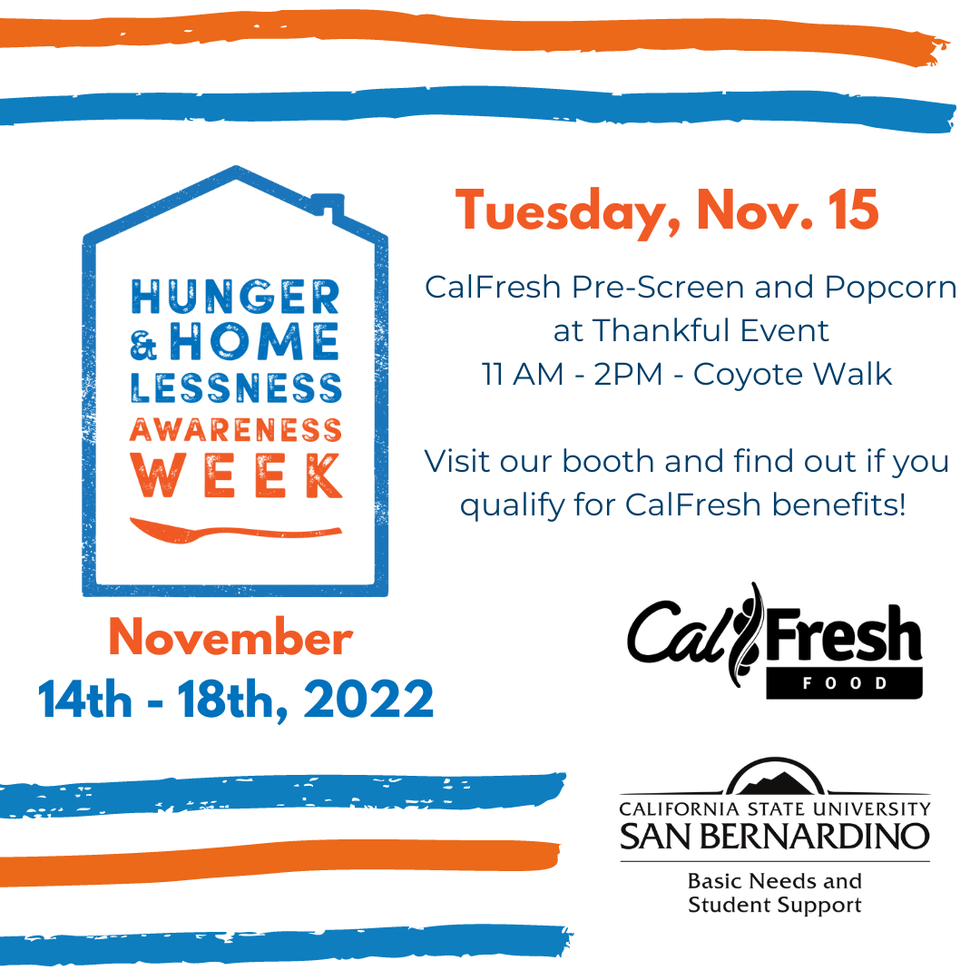 CalFresh Pre-Screen and Popcorn at Thankful Event 11 AM - 2PM - Coyote Walk