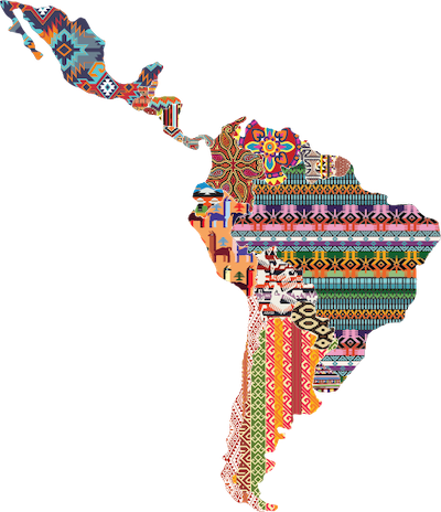 Colorful map of Latin America