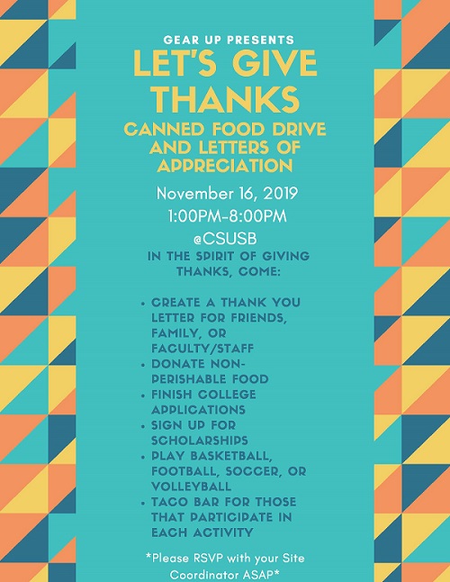 GEAR UP PRESENTS - LET'S GIVE THANKS