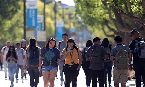 Group of students walking outside