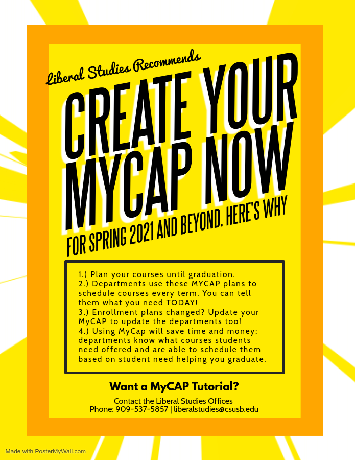 Flyer of the benefits of creating a MyCAP. Details included in event description.