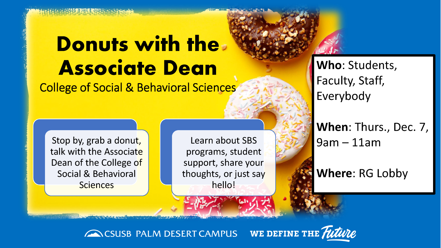 PDC Donuts with the Associate Dean flyer