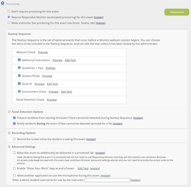 Screenshot of the Respondus Monitor Dashboard
