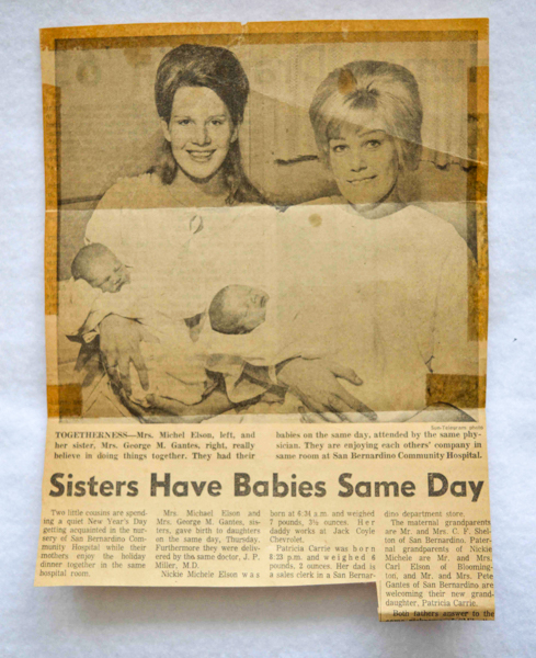 old news paper sisters having baby same day