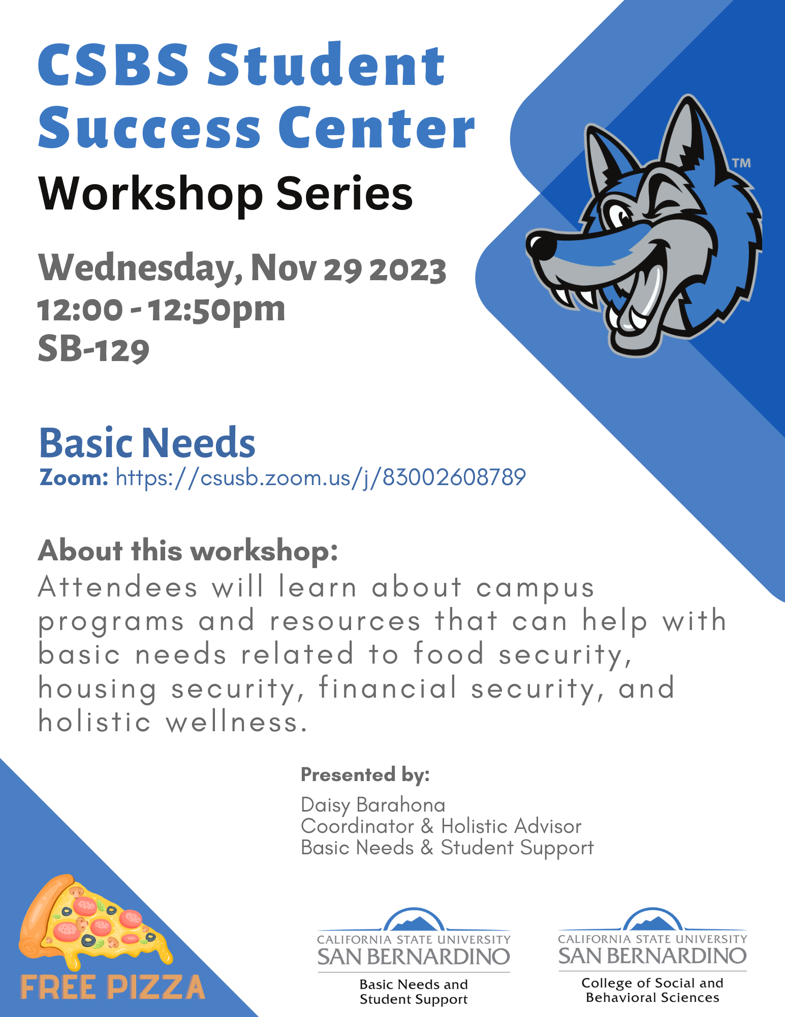 CSBS SSC Workshop Flyer - Basic Needs