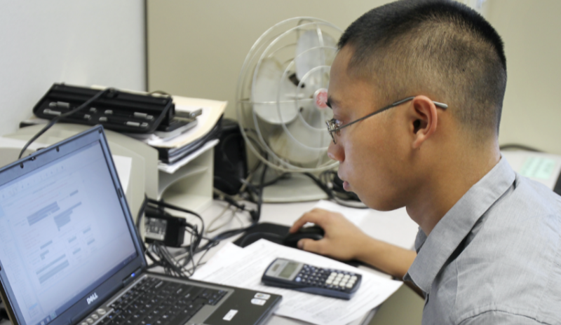 Student using laptop