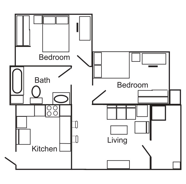 2 bedroom /1 bathroom