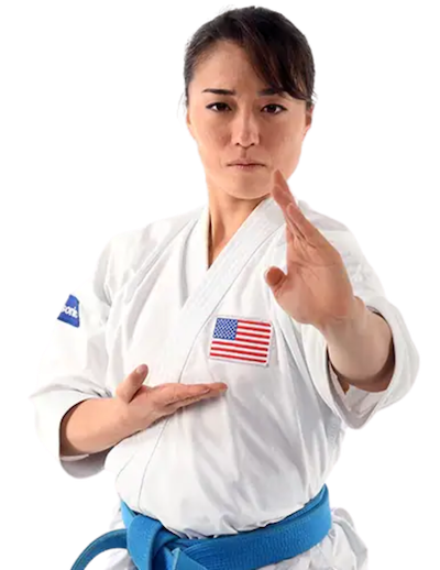 Sakura Kokumai in karate pose