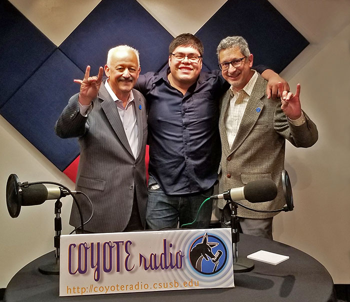 From left, CSUSB President Tomás Morales, Julio Reyes and Alfredo Cruz.