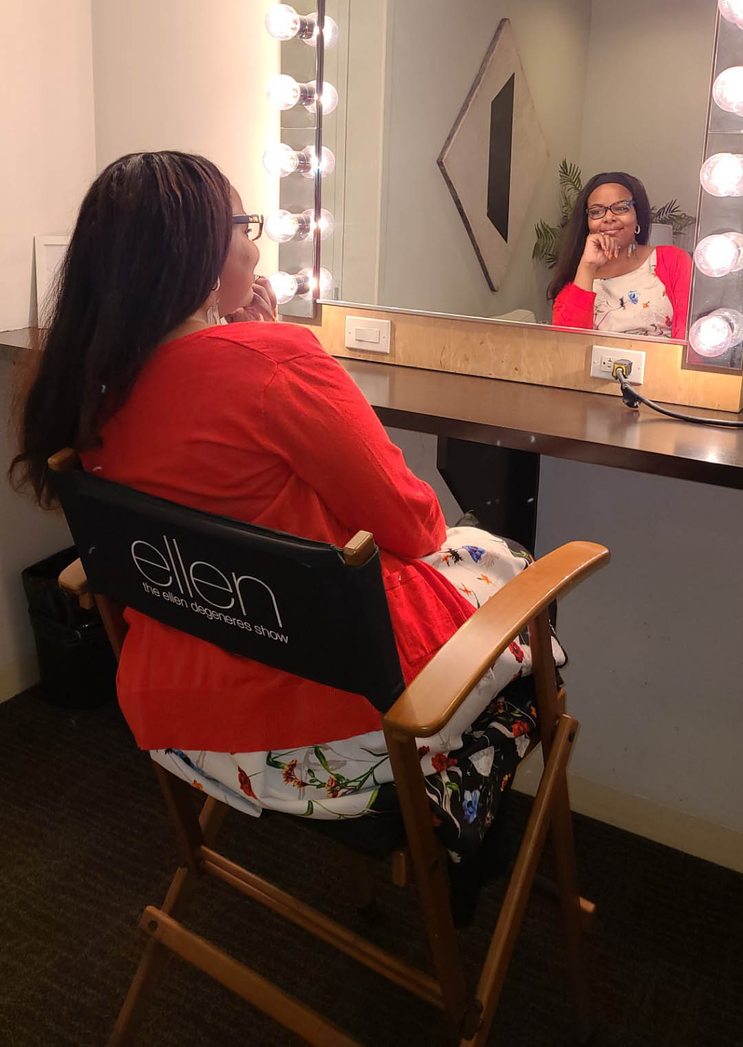 Reneisha S. Wilkes waits in the dressing room of the "Ellen DeGeneres Show."