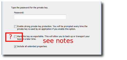 Certificate Import Options