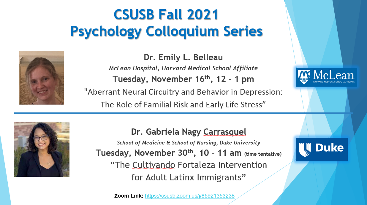 CSUSB Fall 2021 Psychology Colloquium Series