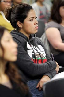 Woman paying attention to lecture