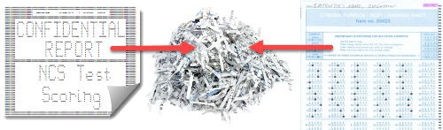 Exam materials being shredded