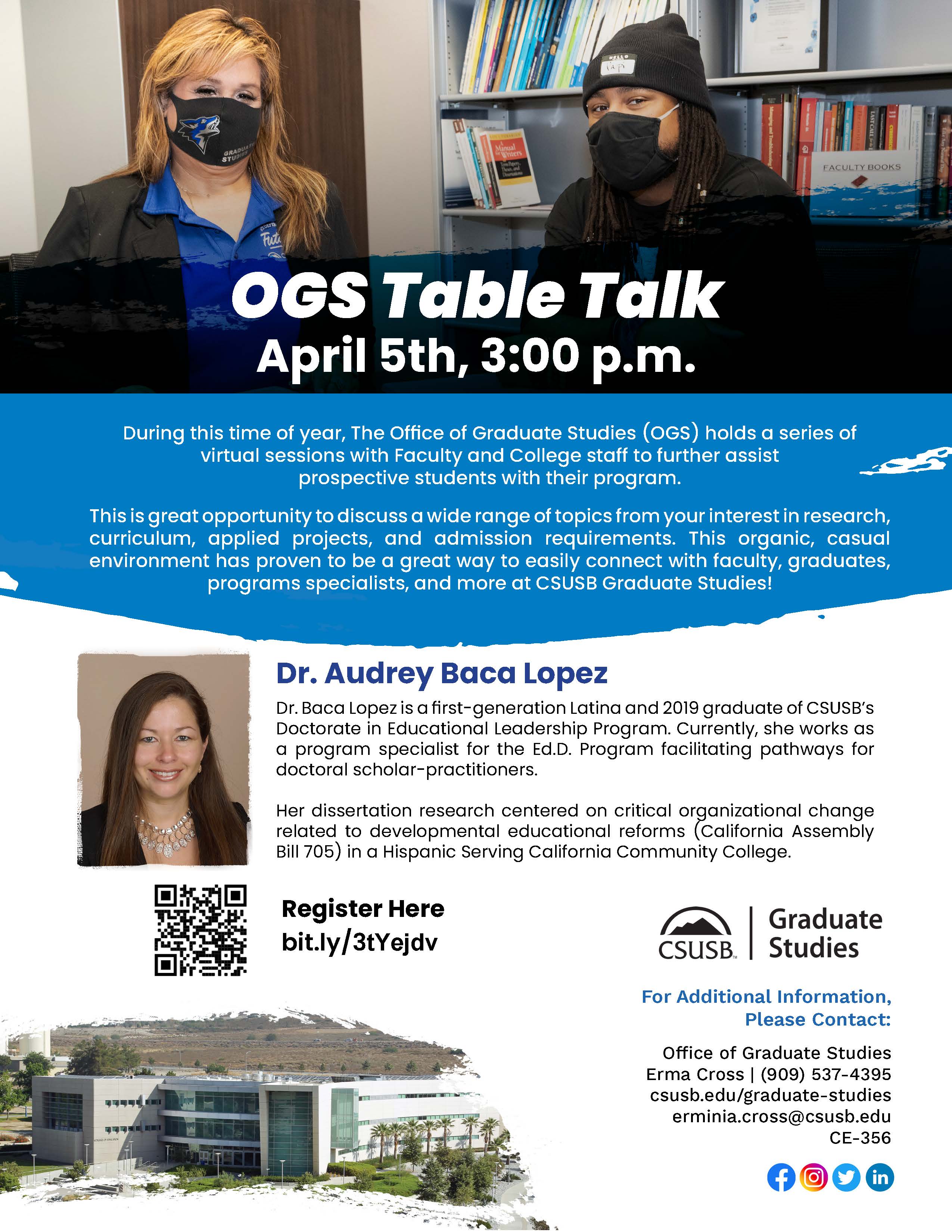 The Office of Grad Studies (OGS), Table Talk with Dr. Baca Lopez