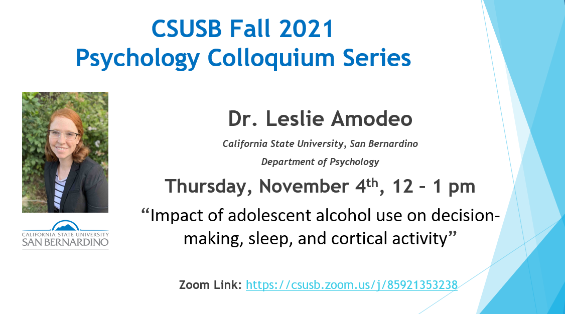 CSUSB Fall 2021 Psychology Colloquium Series