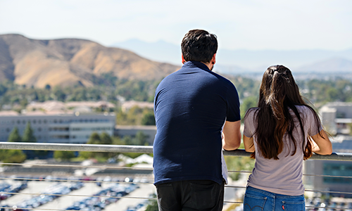 Students looking at view