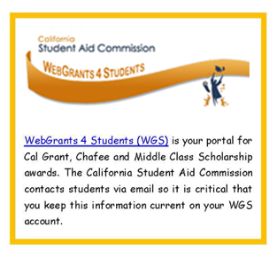 California State Aid Commission WebGrants 4 Students(WGS)